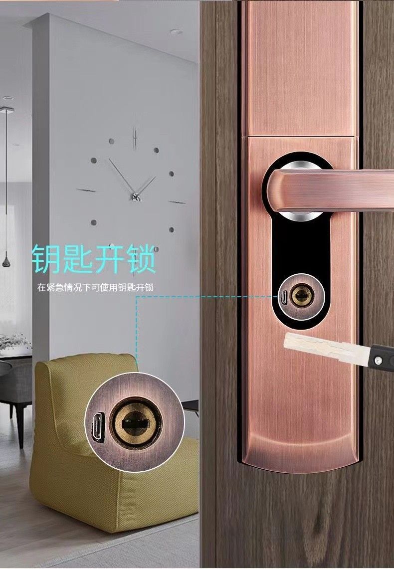 经典蓝牙滑盖指纹锁家用密码锁磁卡锁防盗门智能锁自动下滑盖锁详情5