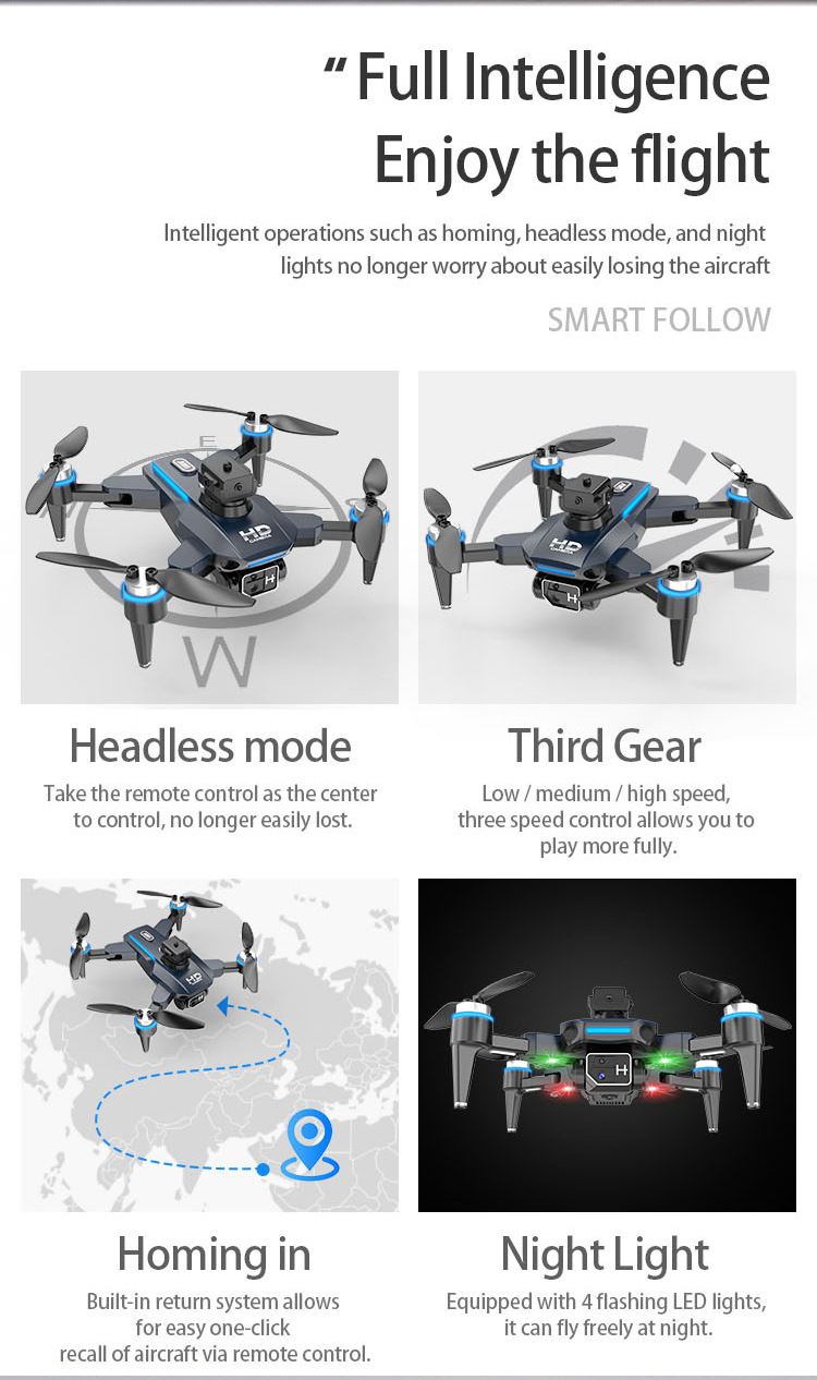 外贸无人机高清航拍超长续航飞行器灯光无刷光流避障遥控飞机玩具详情9