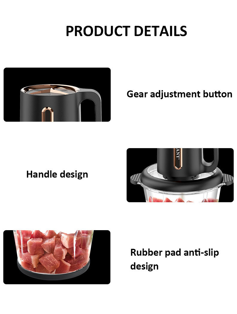 Cross-border SOKANY06034 meat grinder, household 3L glass bowl vegetable cutter, meat filling mixer, food processor 06034 pic 4
