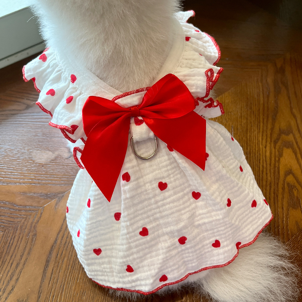 Mascotas vestido ropa ropa primavera verano perro gato teddy by bear pomerania muppet gato amor 100% algodón pic 31