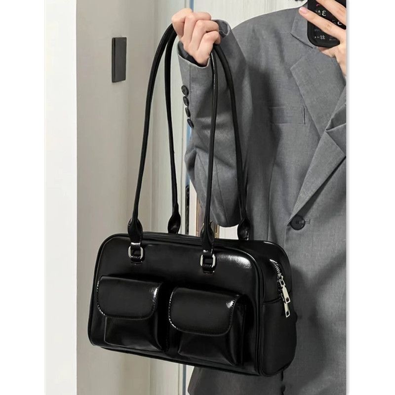 韩国女包2023新款复古学院风大容量休闲大学生上课通勤包单肩手提详情2