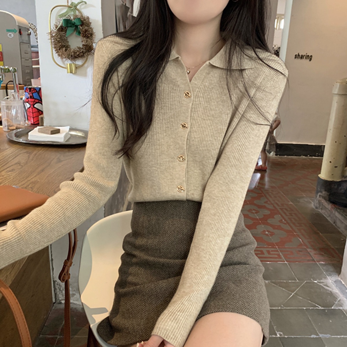 polo领内搭打底针织衫毛衣女秋冬2023新款早秋设计感别致独特上衣详情22