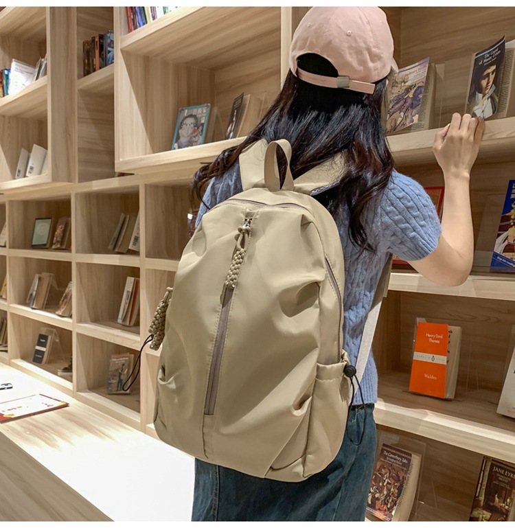 双肩包男士高级感大容量简约书包女大学生旅行背包纯色休闲批发详情14