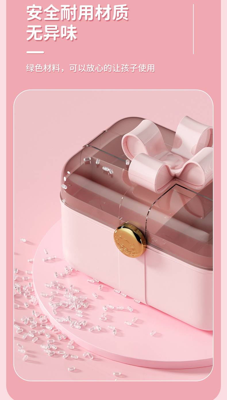 创意双层咕咔防尘收纳盒带盖儿童女孩可爱贴纸家用发饰发卡首饰盒详情10