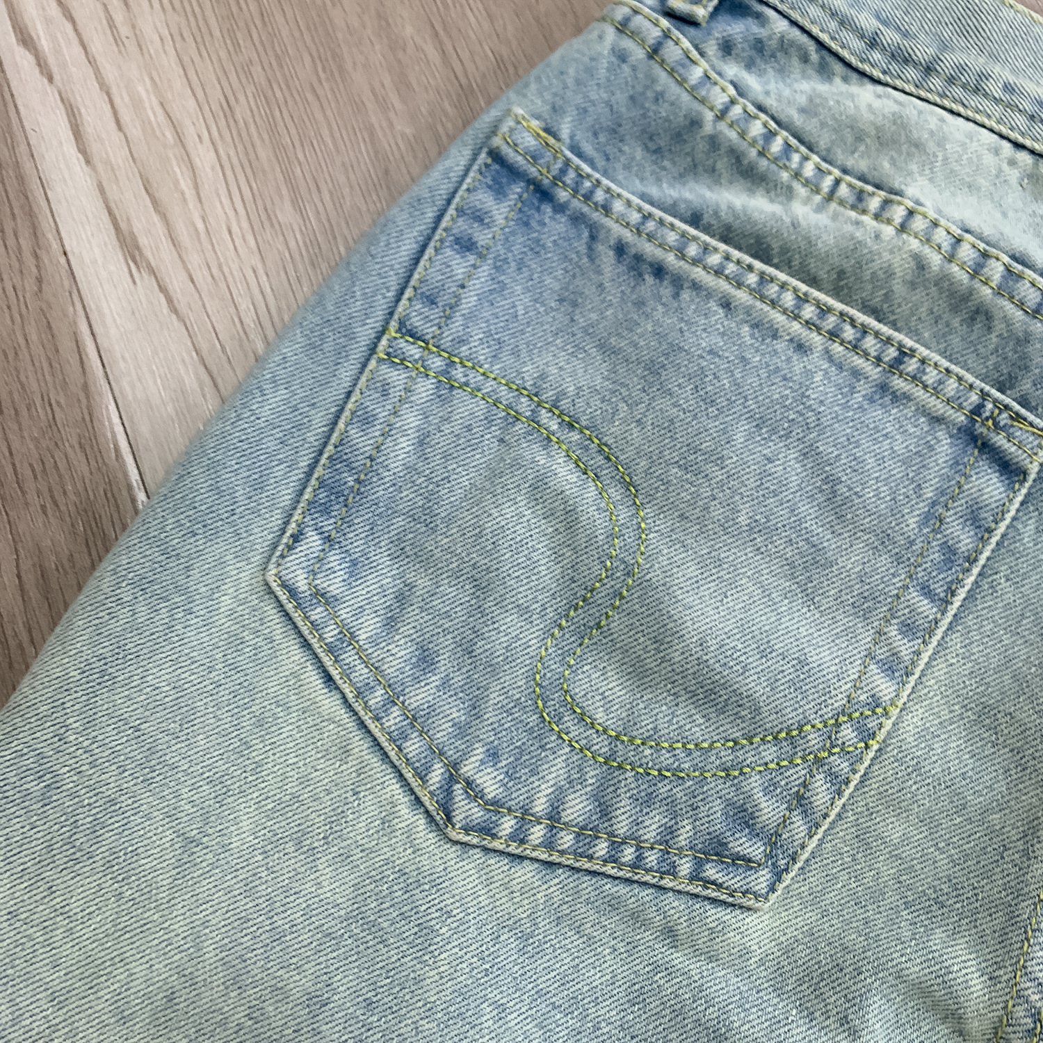 高货 冰蓝517风格水洗做旧猫须复古cleanfit直筒微喇男女牛仔长裤详情22