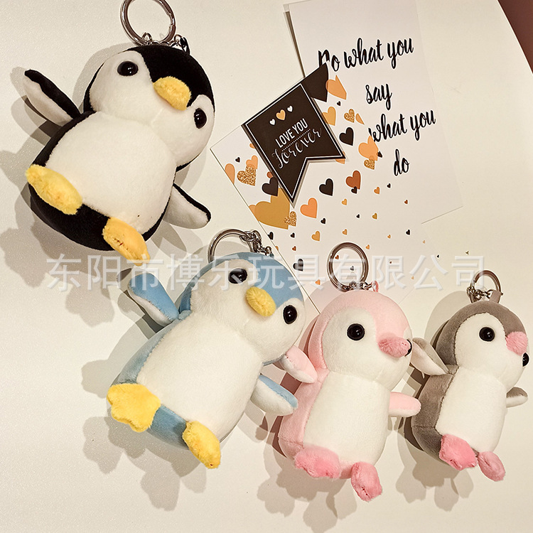 Wholesale of creative cartoon four-sided bouncing penguin plush pendants, cute animal dolls, bags, car keychains and pendants pic 8