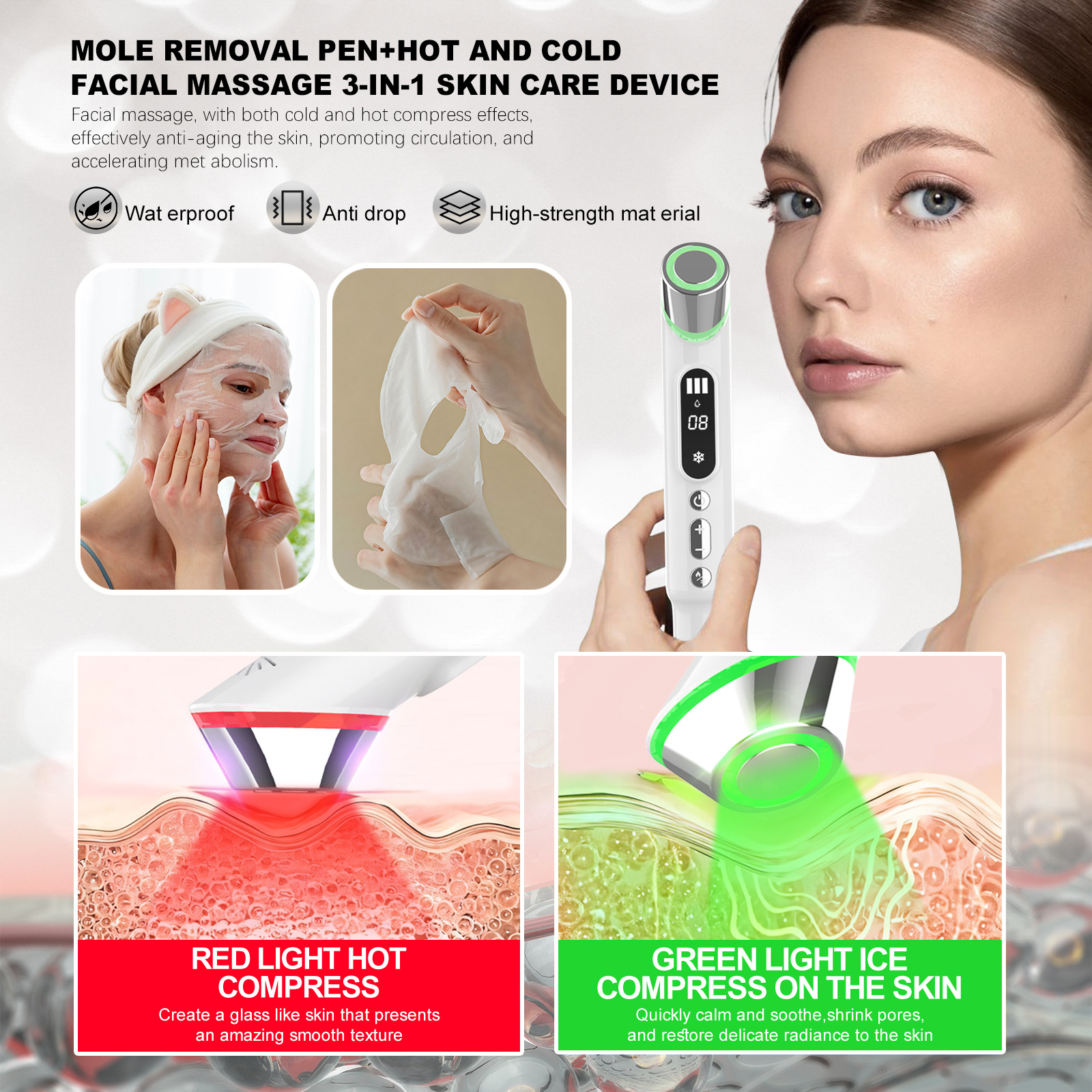 shanilak mole point pen, home introduction device, red and blue light beauty pen, convenient skin care device, cold and hot beauty device, original factory pic 5