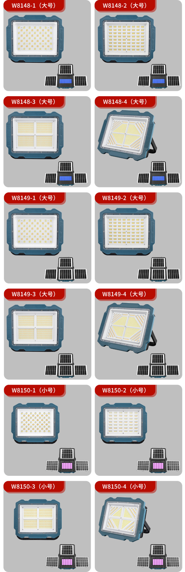跨境三块太阳能板LED户外照明投光灯大容量长续航带挂钩工作灯详情6