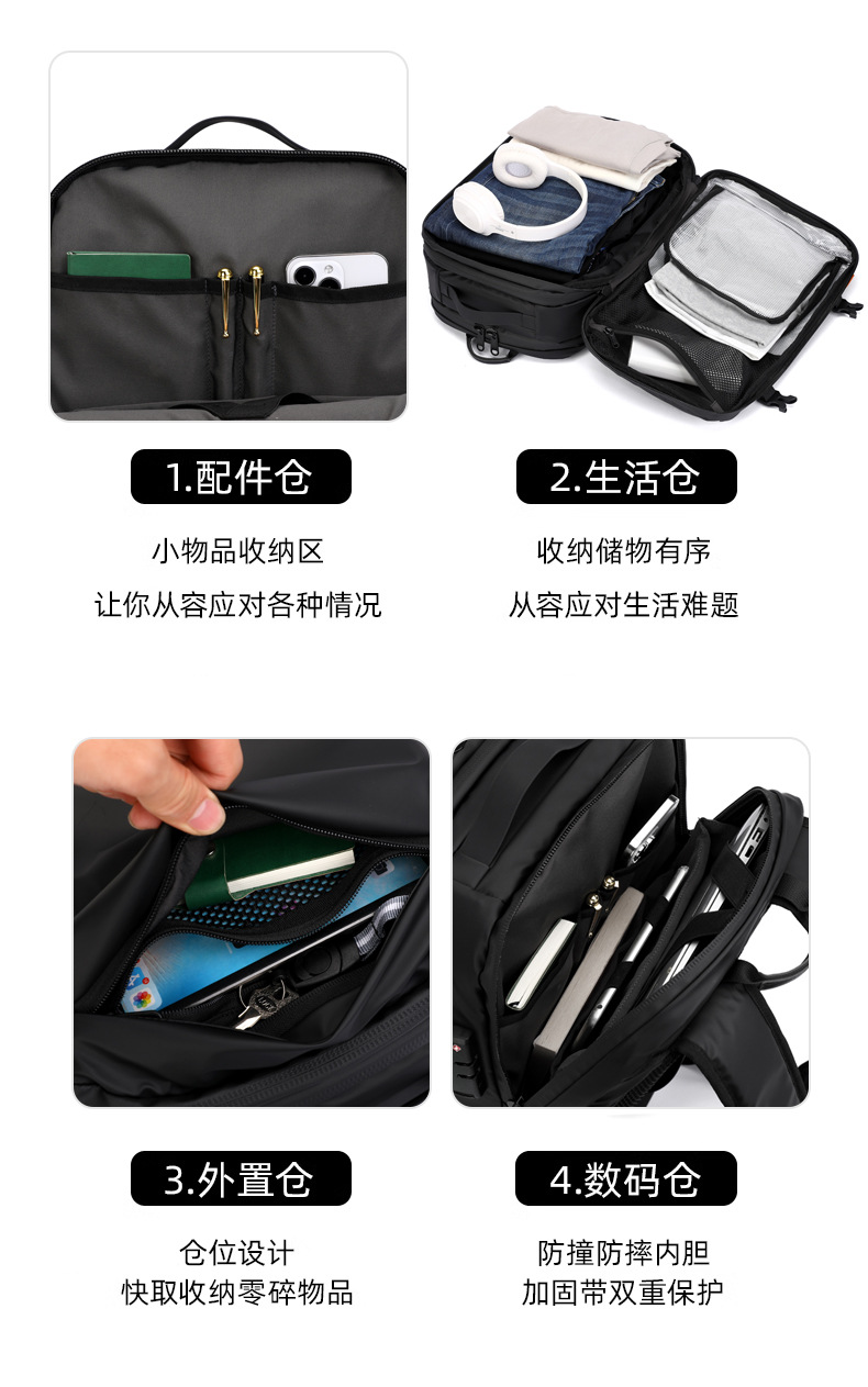旅行抽真空双肩包真空压缩包大容量背包男士商务多功能电脑包详情4