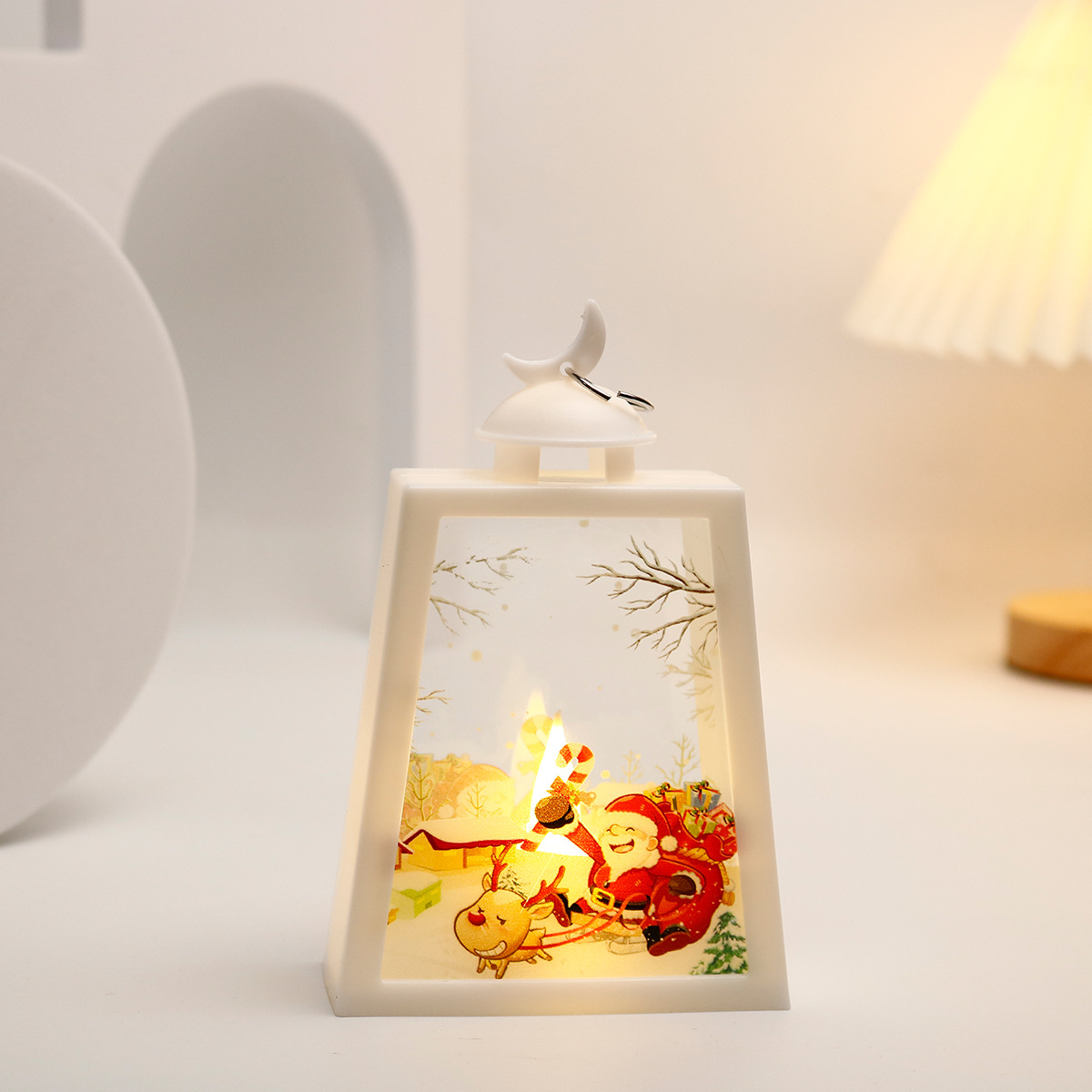 New cross-border Christmas decorative items, moon trapezoidal wind lamp ornaments, Christmas night lights, retro hand-held lamps, and Christmas decorative lighting fixtures full of atmosphere pic 8