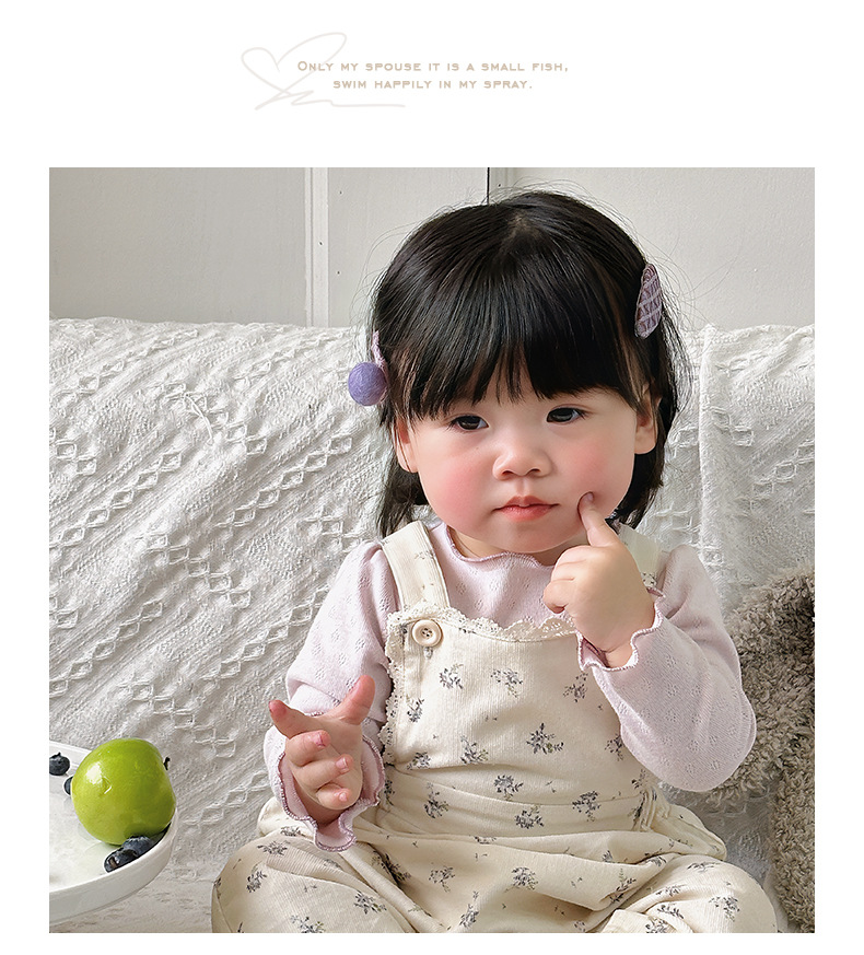 婴儿连体衣套装北欧碎花外出服女宝宝打底衫背带裤幼童两件套清新详情10
