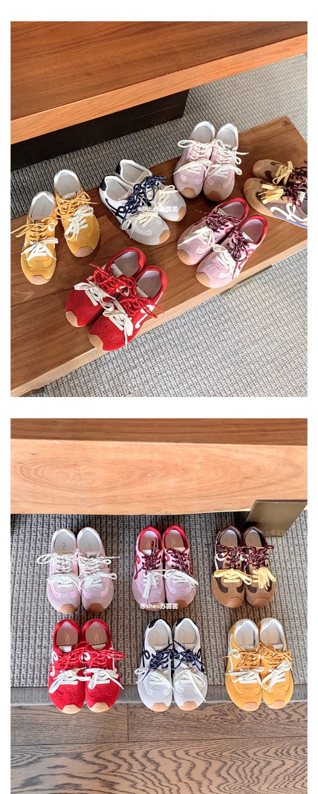 苏茵茵同款7cm内增高版~复古小歪头鸳鸯鞋带休闲鞋德训鞋女阿甘鞋详情4