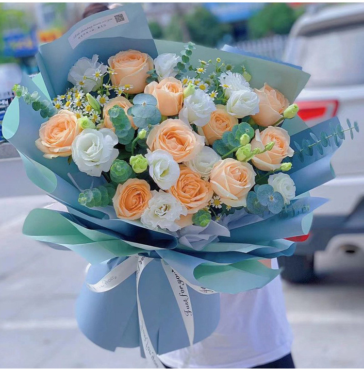 创意2.5cm鲜花丝带礼品包装材料烫金缎带花束花艺装饰DIY办公文化布置用品拉花彩带彩条详情7