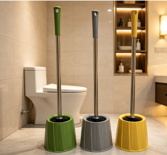 No blind spot brush, long-handled soft bristle toilet cleaning brush, household simple and elegant toilet brush set, bathroom cleaning brush, toilet pic 3