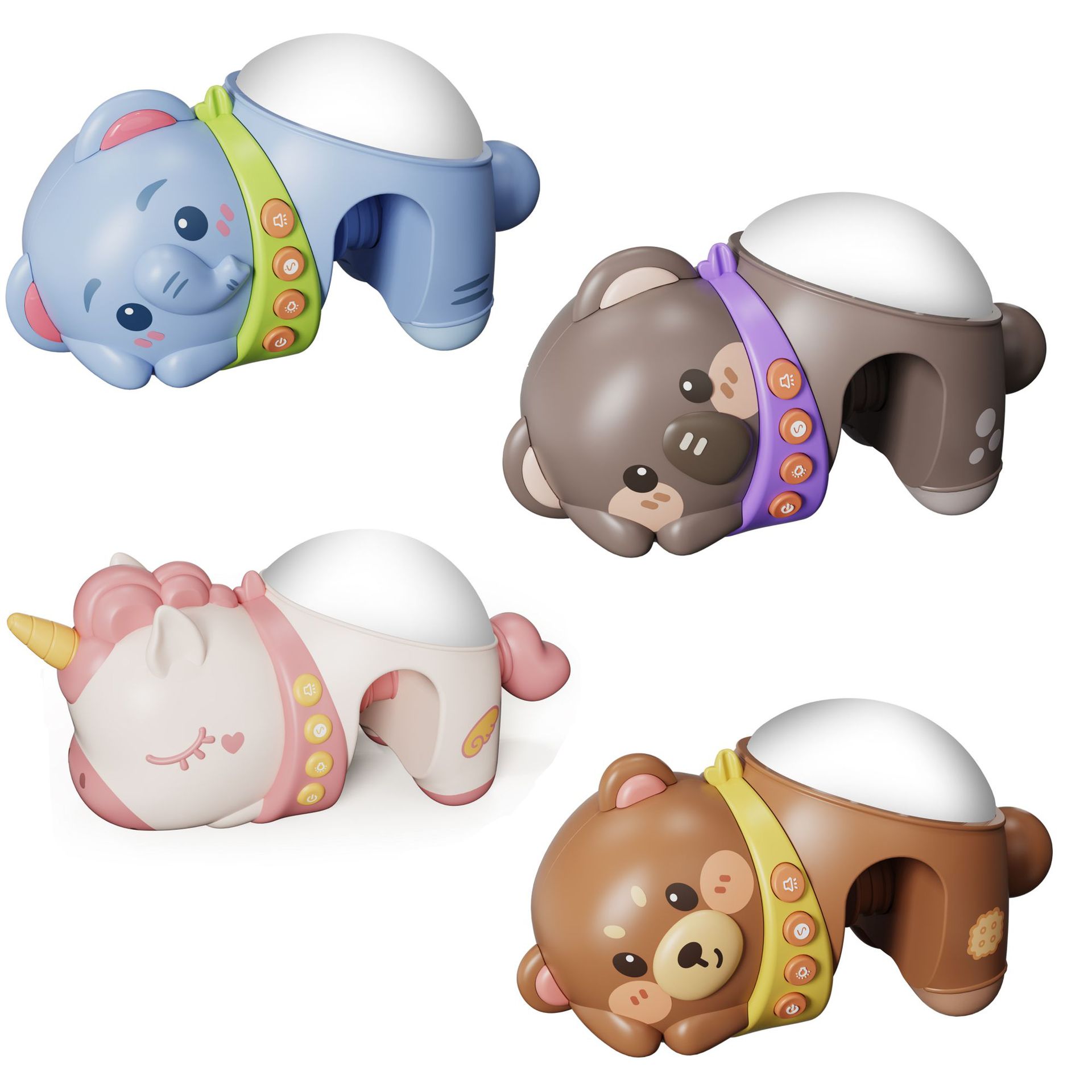 Cross-border infant early education toys, sleeping projection lamp, cartoon animal night light, bed bell simulation model, infant and toddler soothing lamp pic 1