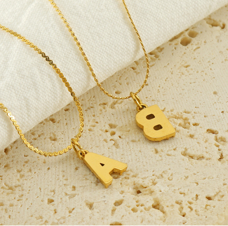 Cross-border European, American, French fashion, versatile stainless steel letter necklace, gold-plated and diamond-encrusted, simple style, fine S-shaped chain for women pic 21