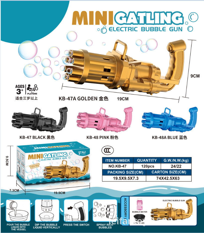 Wholesale of Gatling bubble machines of the same style as Douyin, summer children's multi-hole automatic bubble-blowing toy water guns pic 11