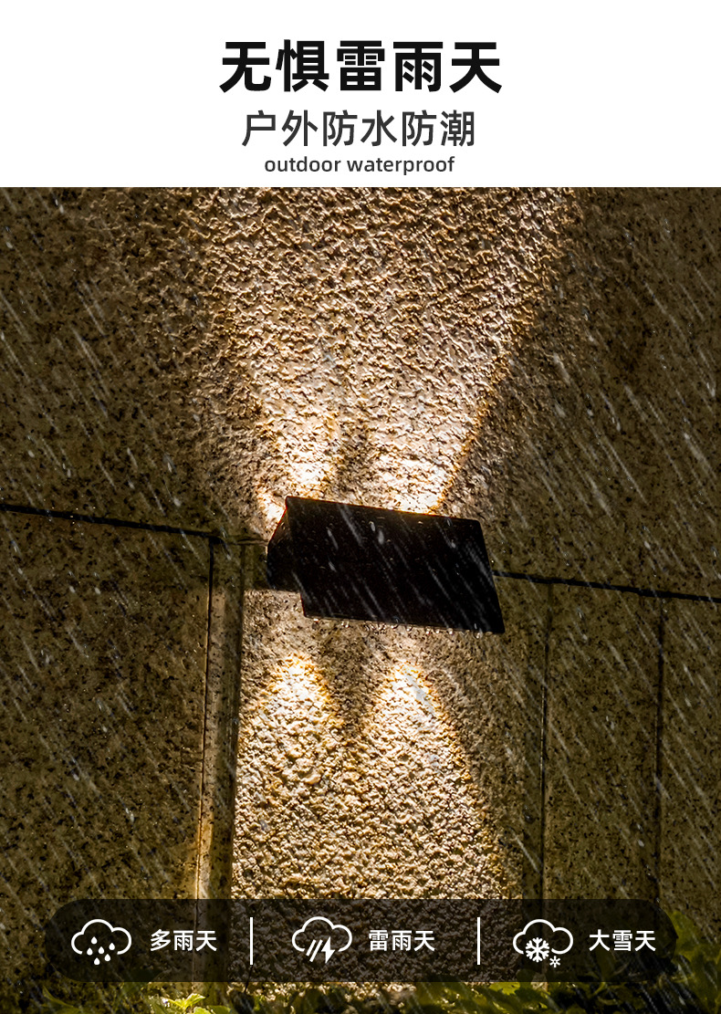 跨境太阳能户外庭院灯家用户外灯壁灯墙壁天黑亮花园太阳能洗墙灯详情10