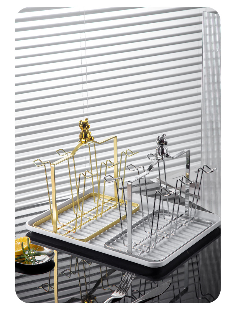 The water cup storage rack with a light luxury and high-end feel, water-draining and dust-proof storage, kitchen wire water cup drying rack, and upside-down hanging pic 10