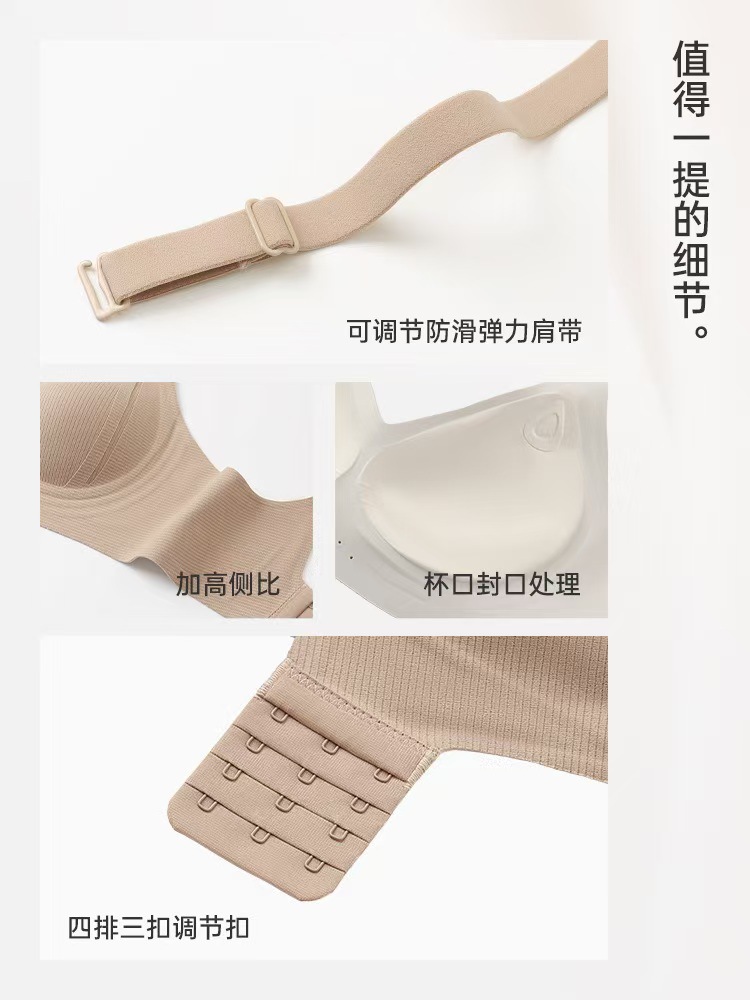 聚拢调整型薄款透气双重提拉奶嘴胶软承托无痕内衣女文胸罩详情20