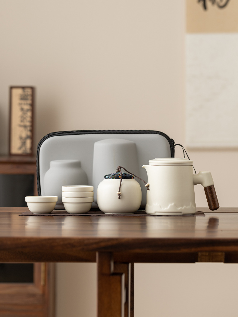 日式旅行茶具套装黑陶快客杯便携式收纳功夫泡茶器伴手礼定制logo详情17