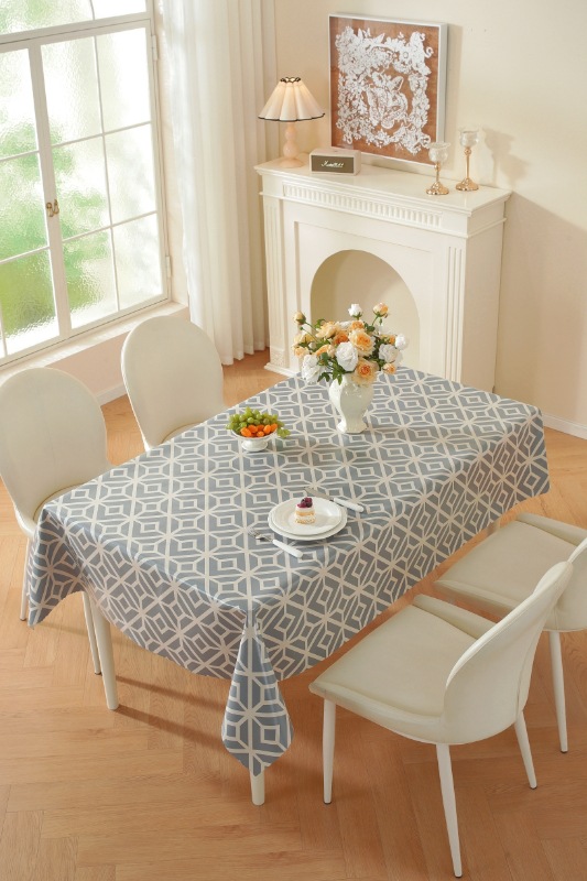 TPU faux linen printed rectangular tablecloth, no-wash, waterproof, oil-proof, heat-resistant, light luxury dining table and coffee table fabric home tablecloth pic 21
