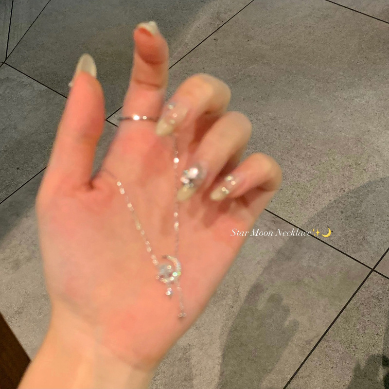 银贝S925通体项链星月浪漫吊坠锁骨链女轻奢精致纯欲仙气高级颈链详情9