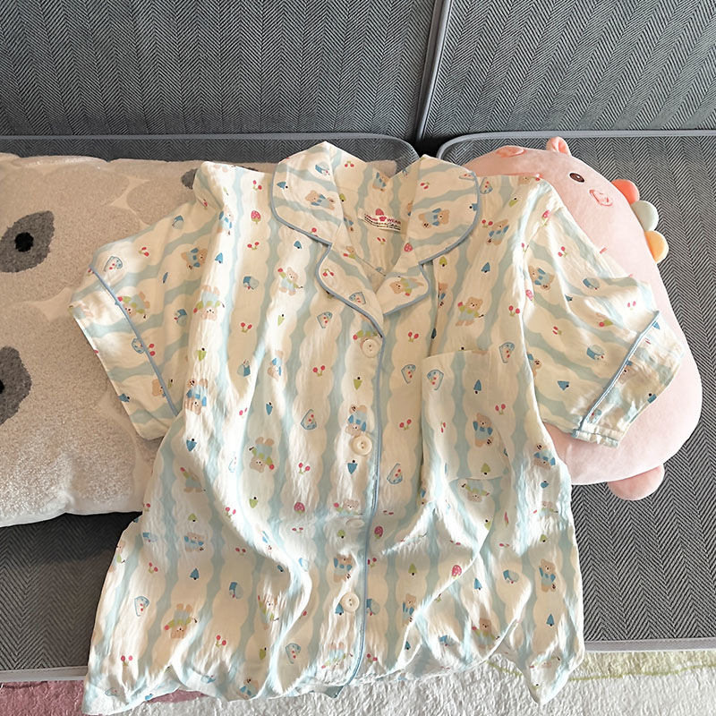云朵棉睡衣女夏季薄款可爱卡通短袖短裤宽松网红家居服套装可外穿详情8