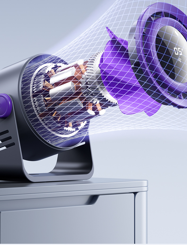 新款无叶风扇桌面风扇家用宿舍usb充电式挂壁电风扇数显循环风扇详情6