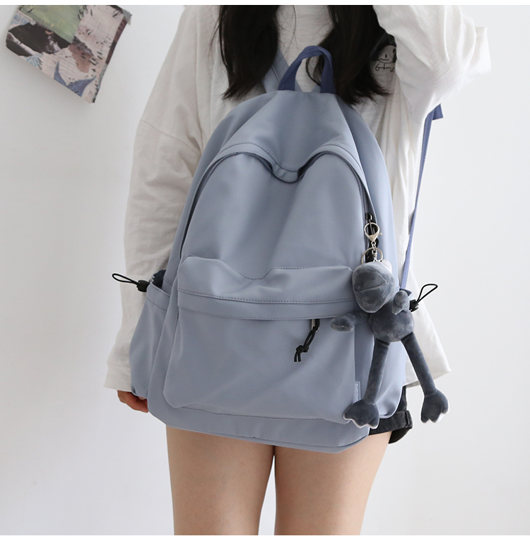 NR森系百搭纯色双肩包男书包女大学生韩版高中背包女双肩大小款详情10