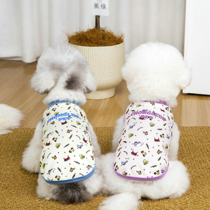 春夏宠物薄款背心 狗狗卡通印花衣服泰迪比熊博美小型犬猫咪通用详情8