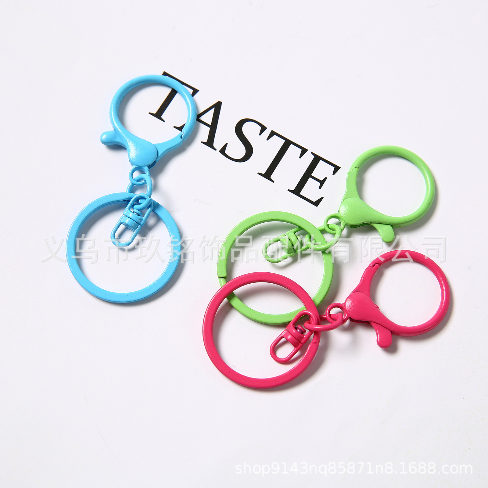 跨境新品混合色喷漆锌合金钥匙扣DIY饰品手工配件钥匙圈彩色匙链详情1