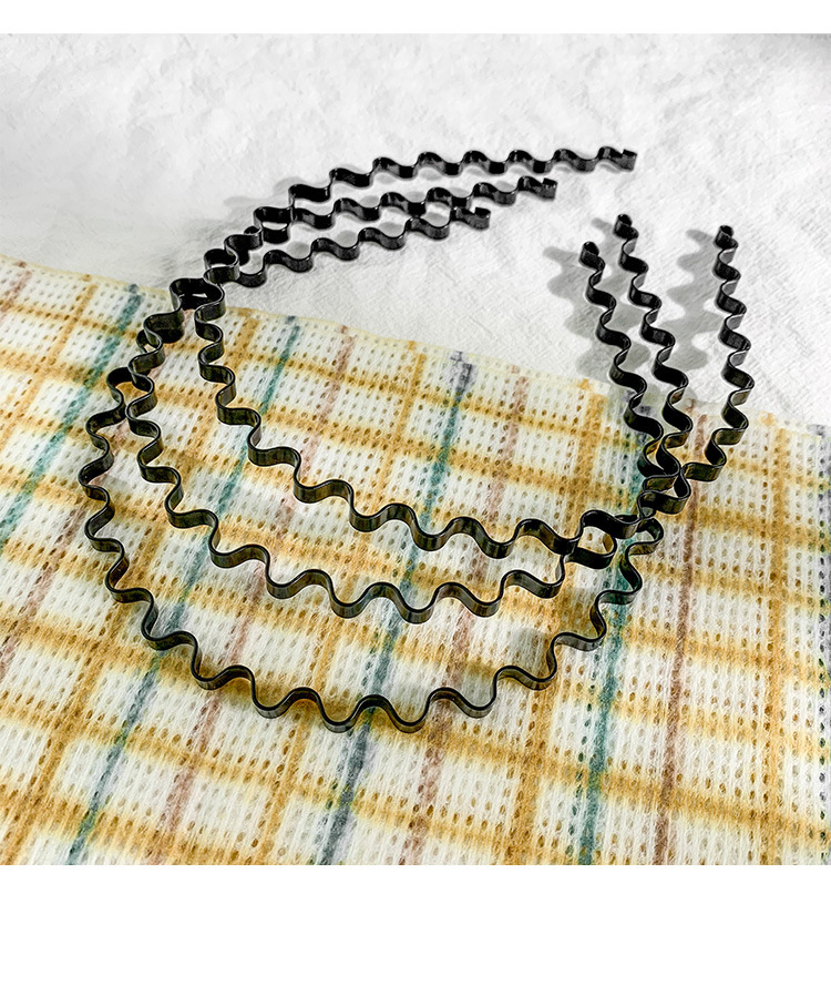 日韩男女发箍背头运动黑色波浪铁头箍钢丝弹簧头扣2元店货源头饰详情10