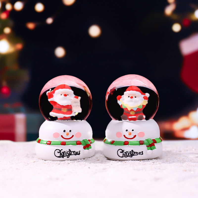 新款圣诞节雪人底座迷你水晶球节日礼物儿童发光音乐盒房间装饰详情4