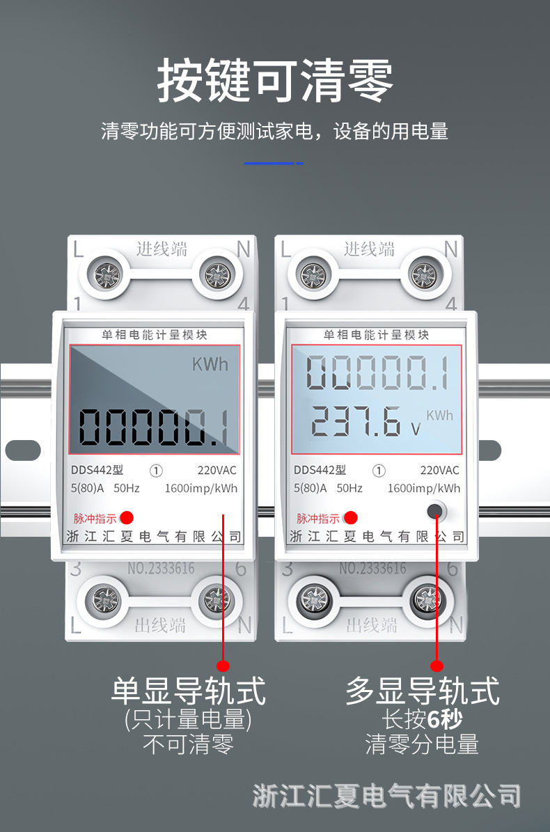 家用微型小型智能导轨式电表出租房高精度电度表单相220v电能表详情6