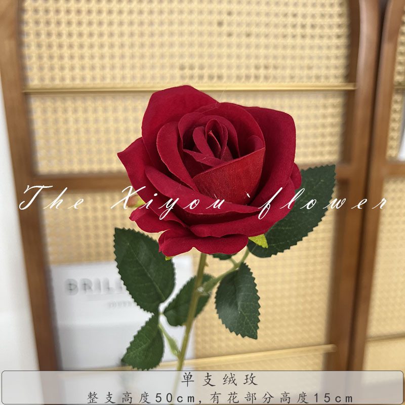 Single-branch velvet rose waterfall, romantic shopping mall park, popular check-in and photo backdrop, wedding arch, photography props pic 15