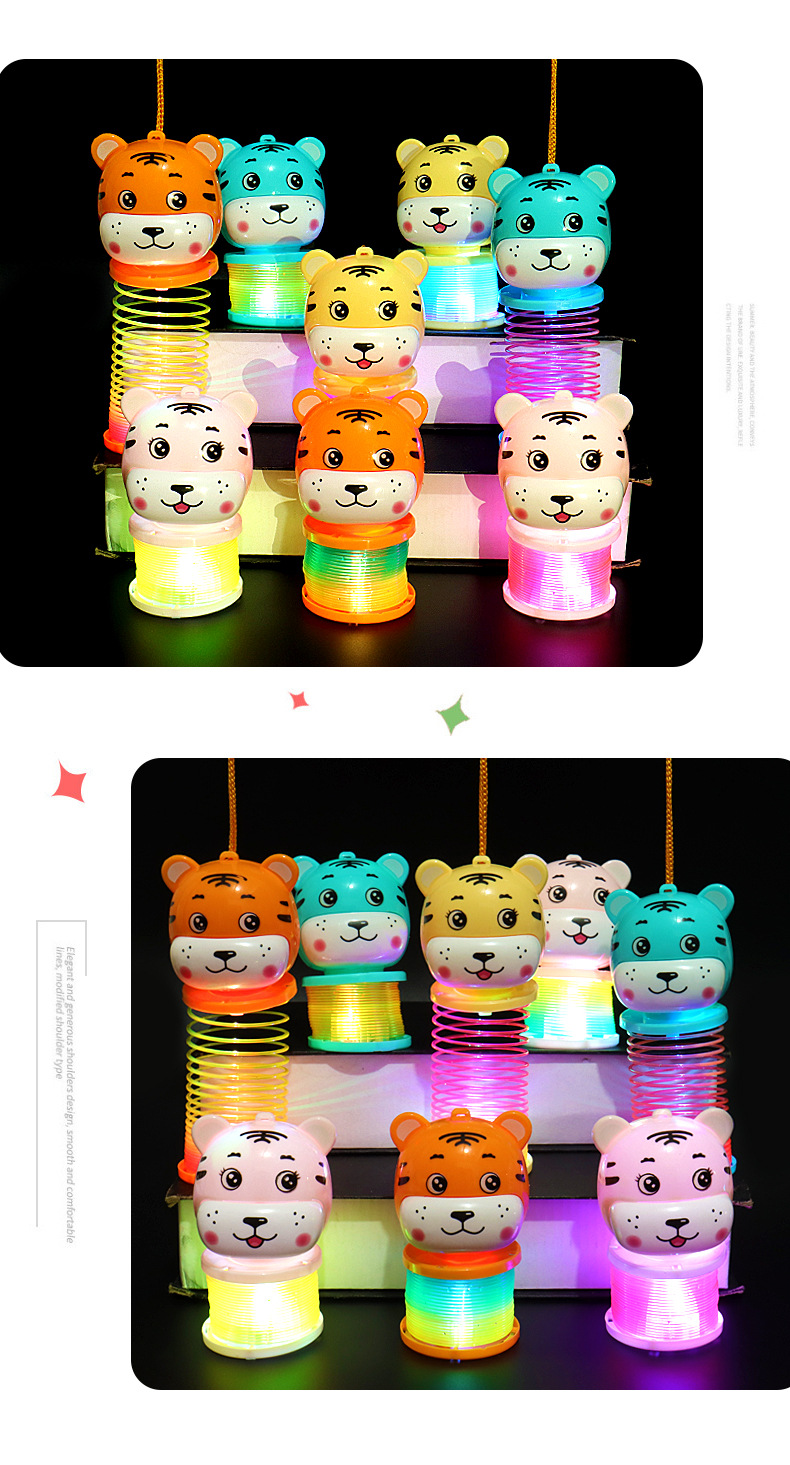 Tiger Year hand-held lantern Rainbow Ring 2022 Cartoon Tiger Glowing Elastic Rainbow Ring Spring Ring Toy wholesale pic 10