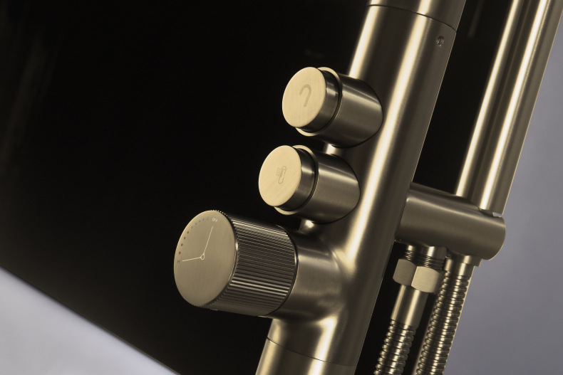 Cross-border exclusive floor-standing shower head set, hotel engineering bathtub, shower tub, edge faucet, shower head, brushed gold pic 8