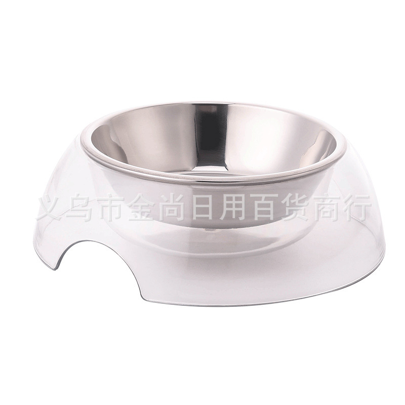 New cross-border light luxury transparent single bowl water cat bowl, dog bowl, detachable stainless steel pet bowl, high appearance level, ins style pic 4