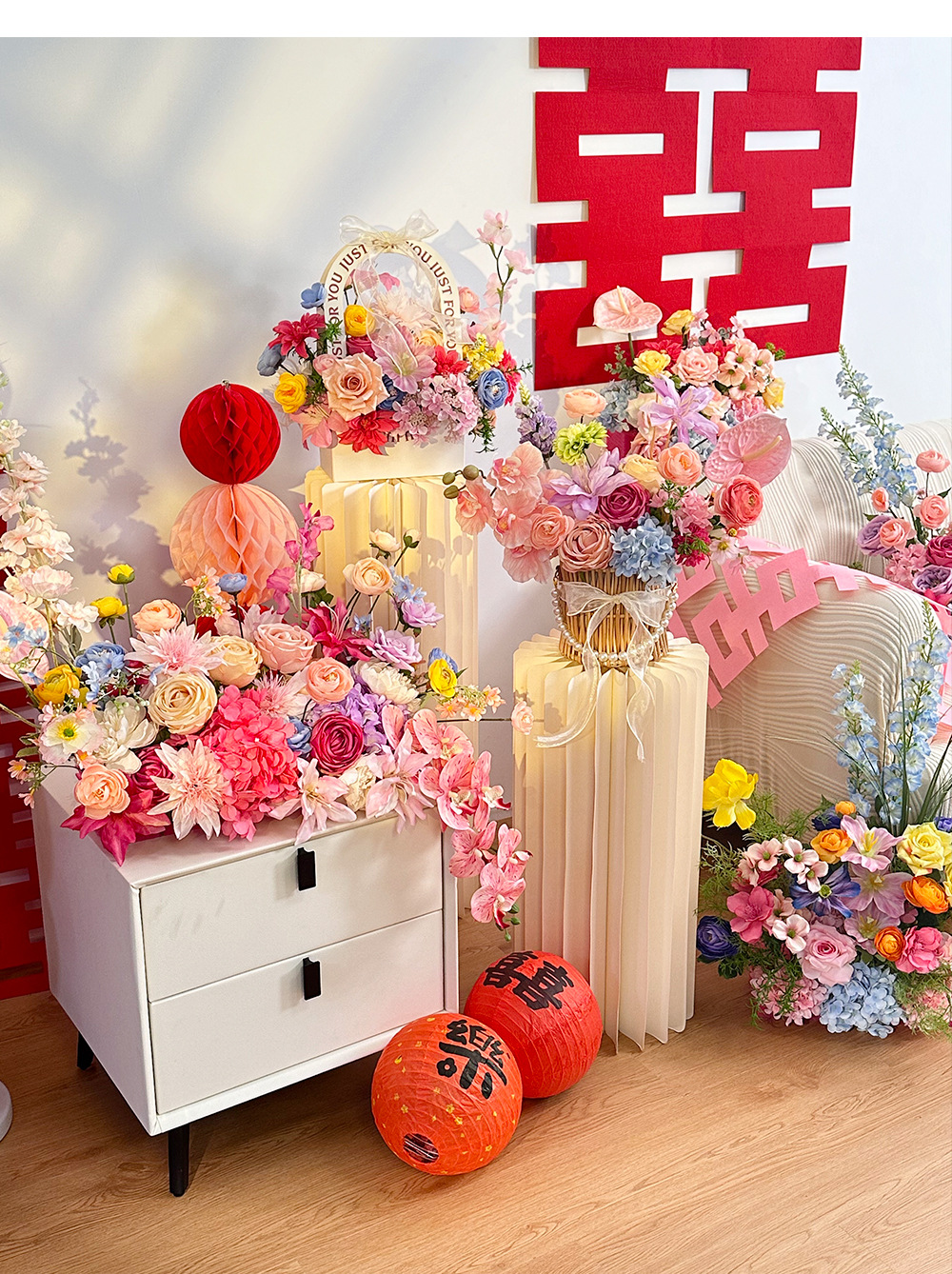 婚礼场景仿真花装饰结婚婚房客厅桌面床头花束摆设婚庆布置仿真花详情13