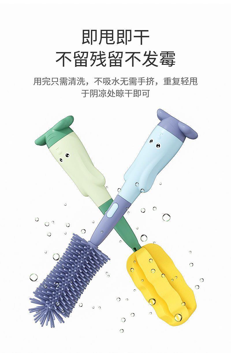 Three-piece set of baby bottle brush, special silicone pacifier brush for babies, portable bottle cleaning, 360-degree cleaning set pic 4