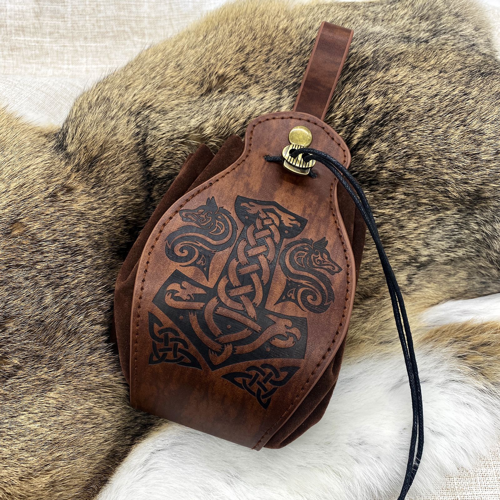Cross-border multi-platform best-selling Vikings style medieval pocket bags that can be hung with belts, retro waist bags pic 9