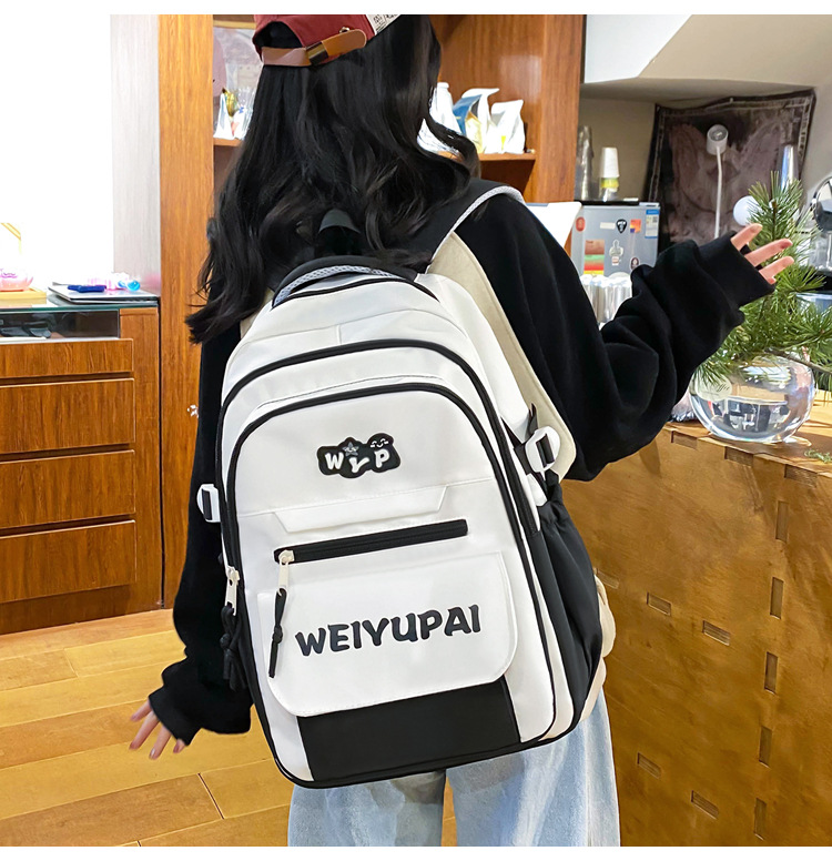 High-appearance-level color-blocking schoolbags for female junior high school students, large-capacity backpacks for high school students, multi-layered load-reducing backpacks for primary school students pic 10