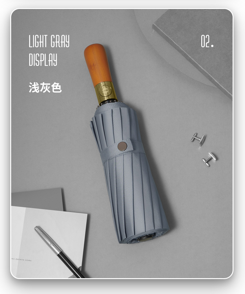 72骨全自动雨伞男大号三人折叠黑色商务高档木柄遮阳伞定制广告伞详情16