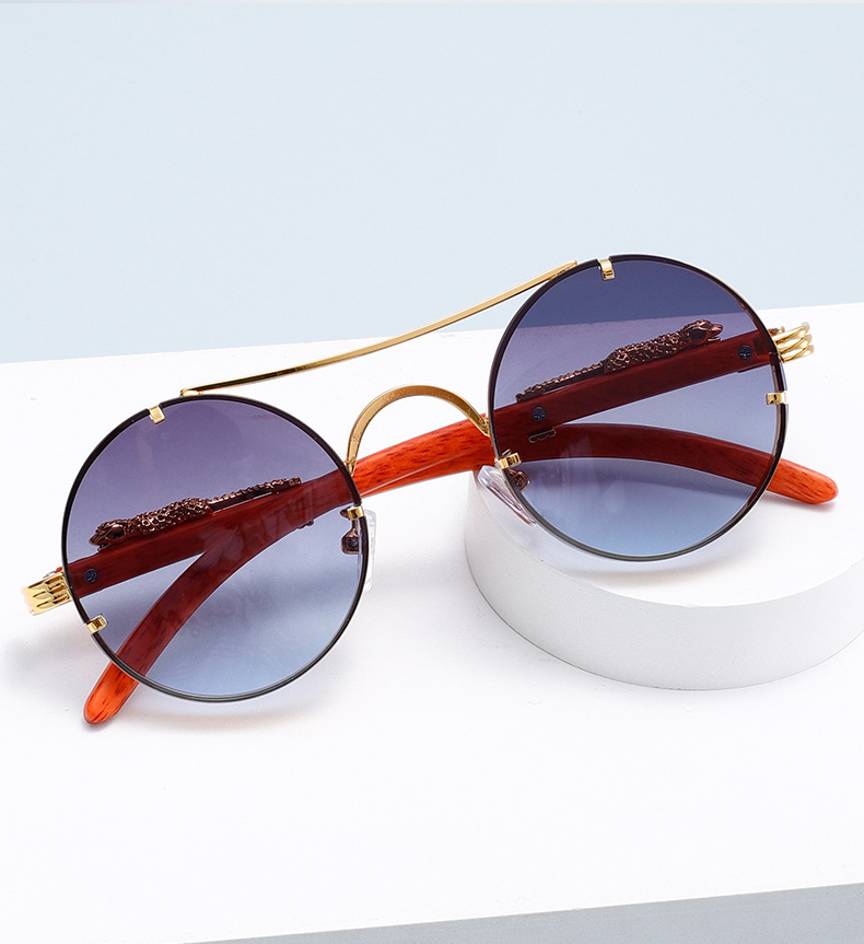 新款时尚丰巢男士圆形金属太阳镜个性休闲度假出行潮流墨镜男款详情3