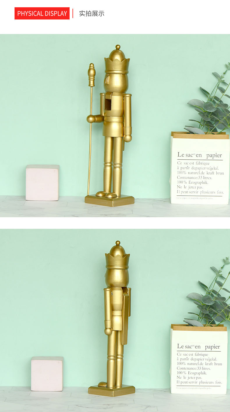 New 38CM simple style golden drum soldier wooden handicraft decorative item nutcracker cross-border stock delivery pic 5