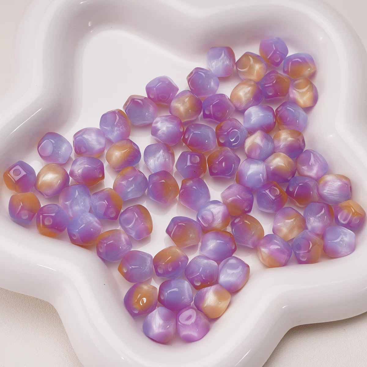 梦幻奶油色晕染八角珠异型珠圆珠散珠手工DIY手链项链珠子饰品配详情4