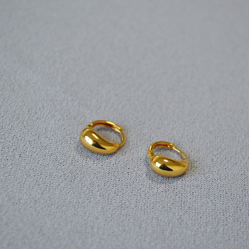 韩版时尚小众日常简约精致黄铜镀金小巧迷你水滴造型耳扣耳环耳饰详情4