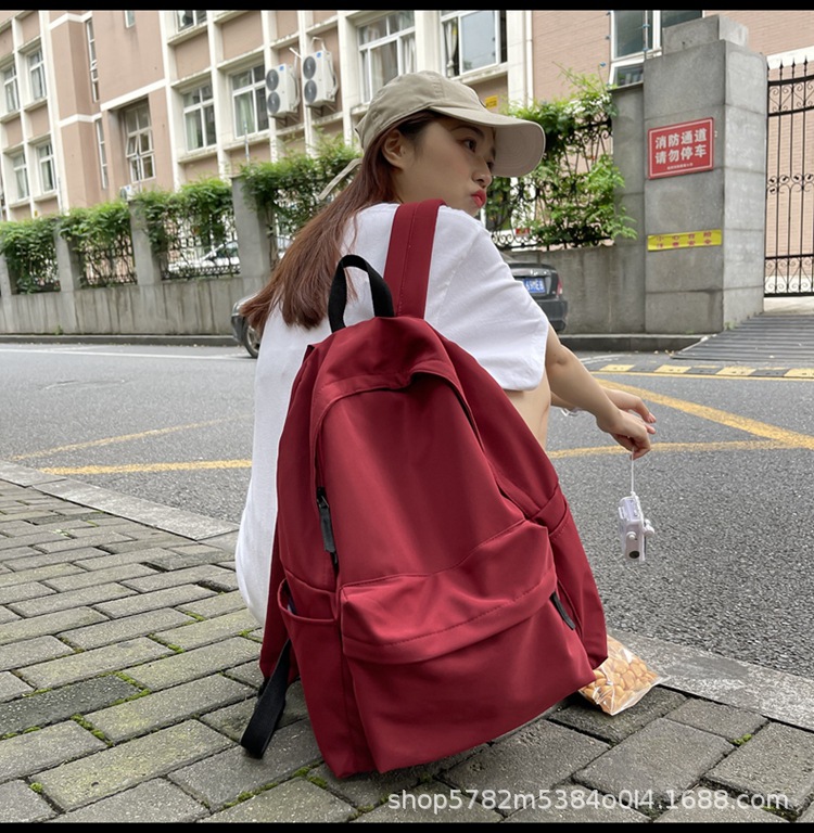 韩版男女同款大容量纯色背包新款简约学院风书包日系无印风双肩包详情11
