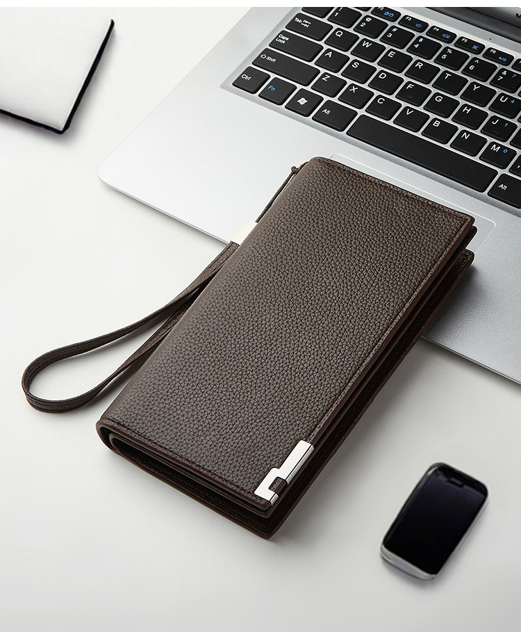 新款钱包男士长款拉链手包时尚多功能商务男手拿包轻奢钱皮夹卡包详情2